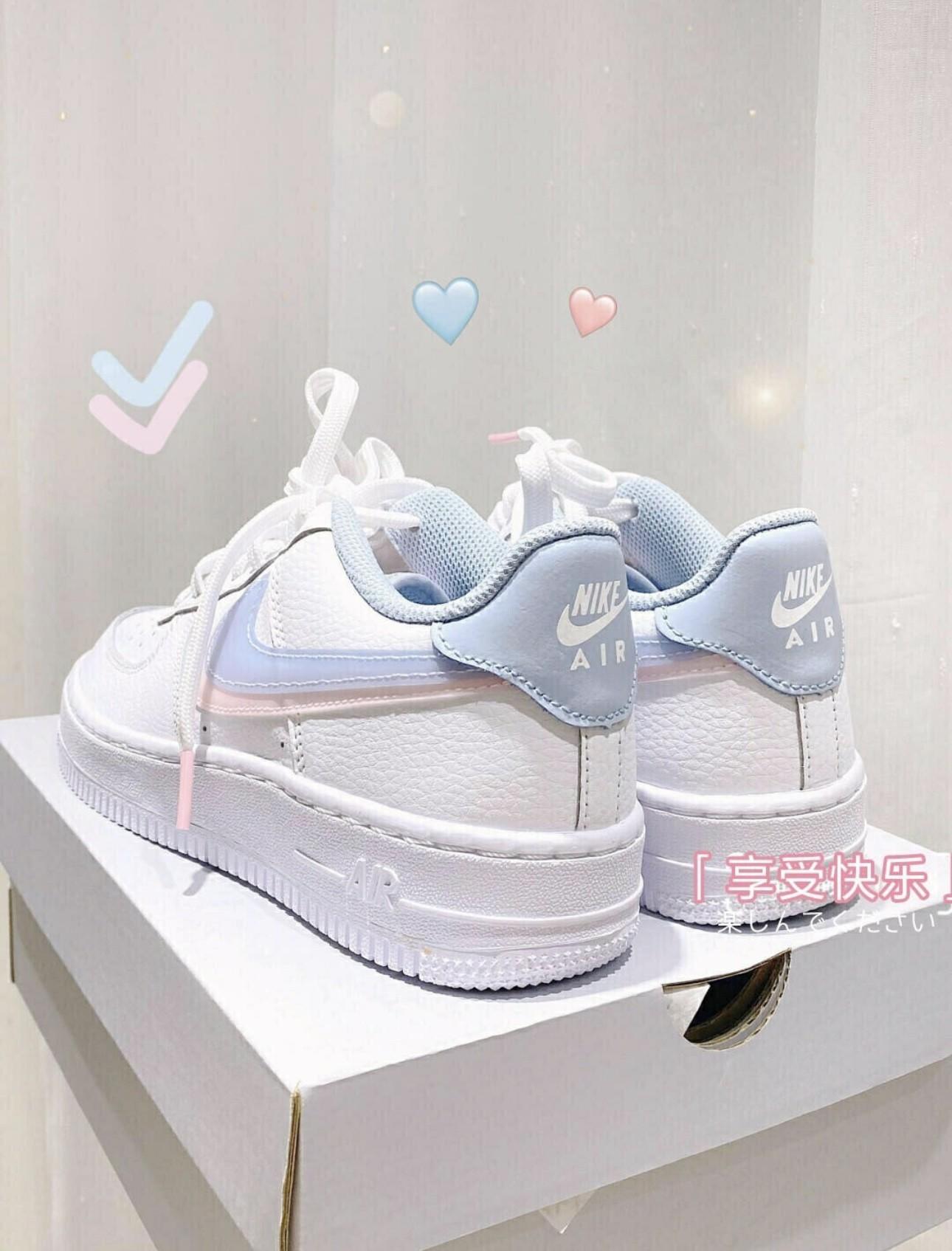 Nike Air Force 1 Low 白蓝粉双勾渐变板鞋